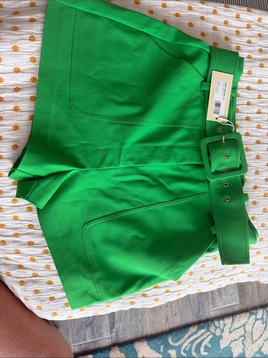 Ramy Brook Pants - Ramy Brook Emerald Green High-Waist Belted Shorts
